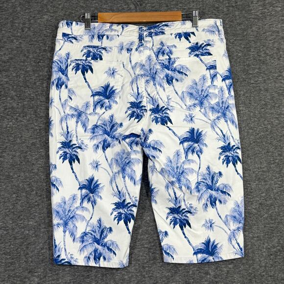 Tommy Bahama Capris Stretch Art of Palms Clam Diggers Womens 14 Cobalt Haze Blue - Picture 2 of 7